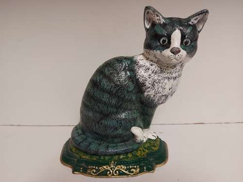 AWSESOME VINTAGE LARGE CAST IRON CAT FIGURINE DOOR STOPPER IN GREAT CONDITION, 3.5 KG