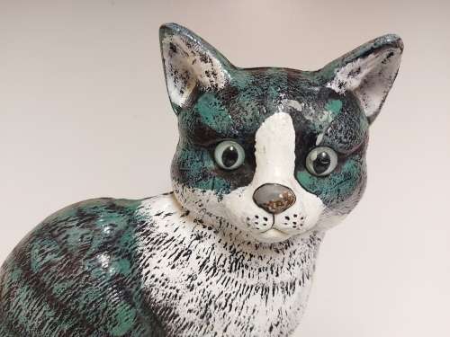 AWSESOME VINTAGE LARGE CAST IRON CAT FIGURINE DOOR STOPPER IN GREAT CONDITION, 3.5 KG