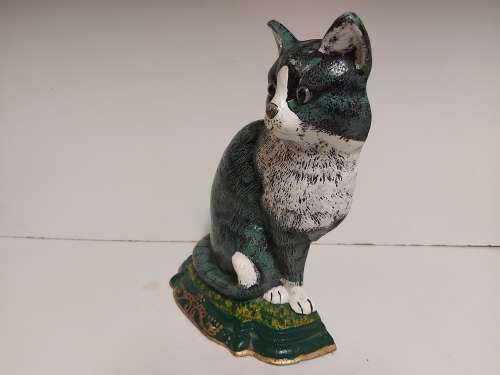 AWSESOME VINTAGE LARGE CAST IRON CAT FIGURINE DOOR STOPPER IN GREAT CONDITION, 3.5 KG