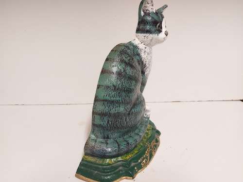 AWSESOME VINTAGE LARGE CAST IRON CAT FIGURINE DOOR STOPPER IN GREAT CONDITION, 3.5 KG