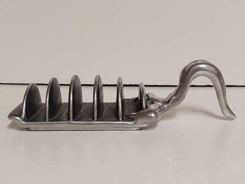 VINTAGE CARROL BOYES FUNCTIONAL ART STURDY AND HEAVY PEWTER TOAST RACK