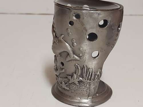 BEAUTIFUL SILVER METAL AROMATHERAPY BURNER, SOLID AND HEAVY AND WITH A GLASS CANDLE RING ON TOP