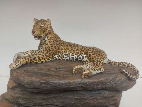ULTRA RARE ORIGINAL JACKIE NOAKES SCULPTURE OF AN AFRICAN LEOPARD, SIGNED AT THE BASE