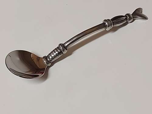 VINTAGE CARROL BOYES FUNCTIONAL ART RARE AND UNUSUAL PEWTER AND STAINLESS SUGAR SPOON