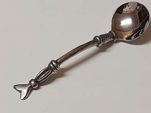 VINTAGE CARROL BOYES FUNCTIONAL ART RARE AND UNUSUAL PEWTER AND STAINLESS SUGAR SPOON