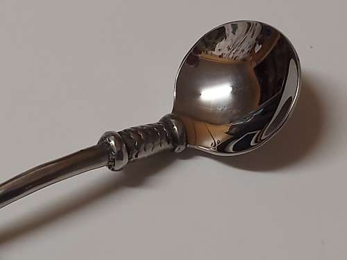 VINTAGE CARROL BOYES FUNCTIONAL ART RARE AND UNUSUAL PEWTER AND STAINLESS SUGAR SPOON