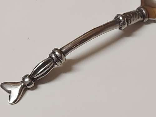 VINTAGE CARROL BOYES FUNCTIONAL ART RARE AND UNUSUAL PEWTER AND STAINLESS SUGAR SPOON