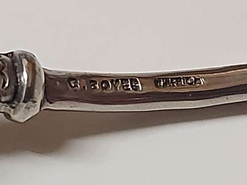 VINTAGE CARROL BOYES FUNCTIONAL ART RARE AND UNUSUAL PEWTER AND STAINLESS SUGAR SPOON
