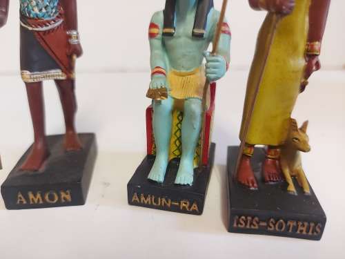 SET OF SIX MINIATURE MODELS OF ANCIENT EGYPTIANS,HI DEITIES