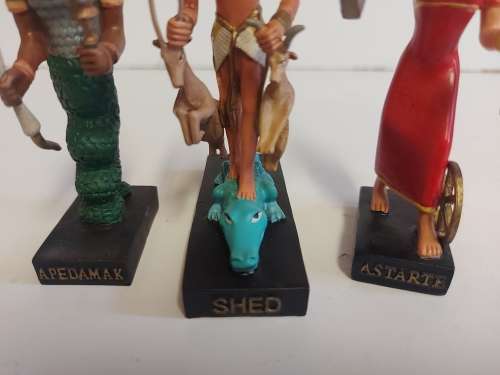 SET OF SIX MINIATURE MODELS OF ANCIENT EGYPTIANS,HI DEITIES