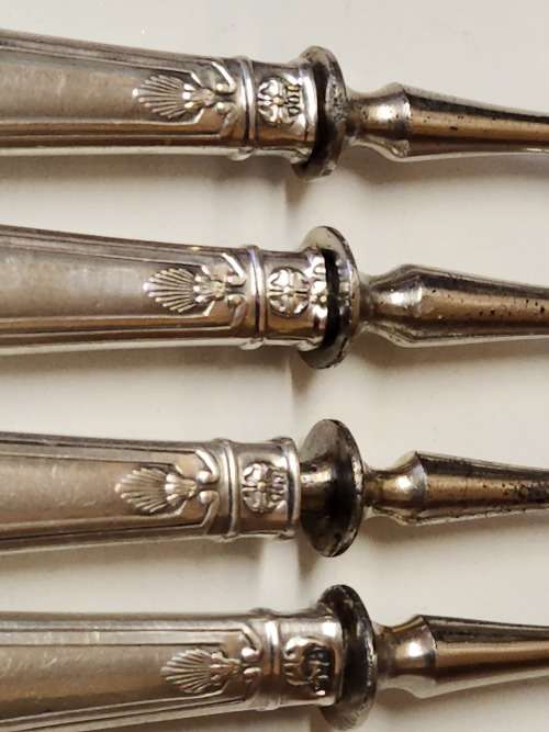 VINTAGE SET OF FOUR 800 SILVER HANDLED HALLMARKED FORKS