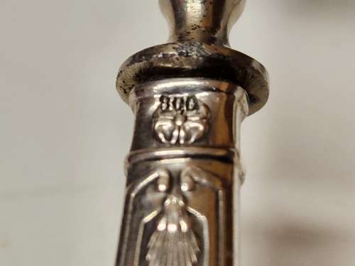 VINTAGE SET OF FOUR 800 SILVER HANDLED HALLMARKED FORKS