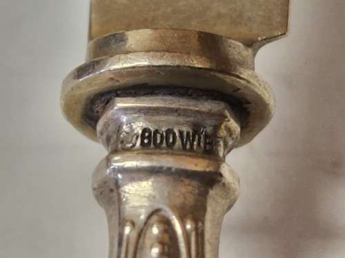 VINTAGE SET OF 5 SILVER HANDLED FORKS AND KNIVES, HALLMARKED 800 SILVER