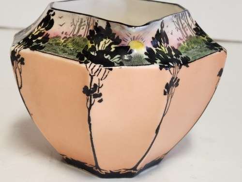 VINTAGE 1930`s ART DECO SHELLEY MADE IN ENGLAND TALL TREES AT SUNSET CREAMER