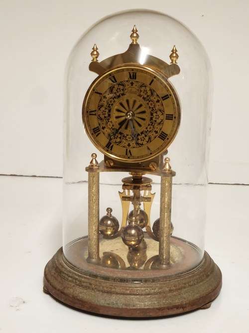 VINTAGE KUNDO MADE IN GERMANY TORSION PENDULUM DOMED BRASS MANTEL CLOCK
