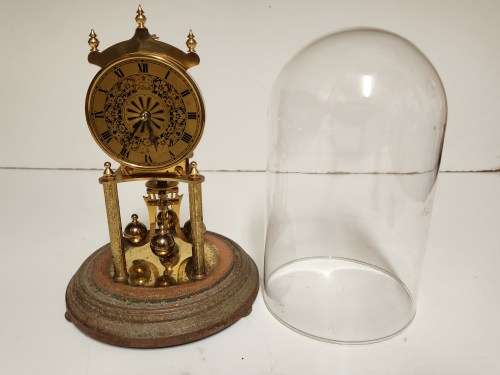 VINTAGE KUNDO MADE IN GERMANY TORSION PENDULUM DOMED BRASS MANTEL CLOCK