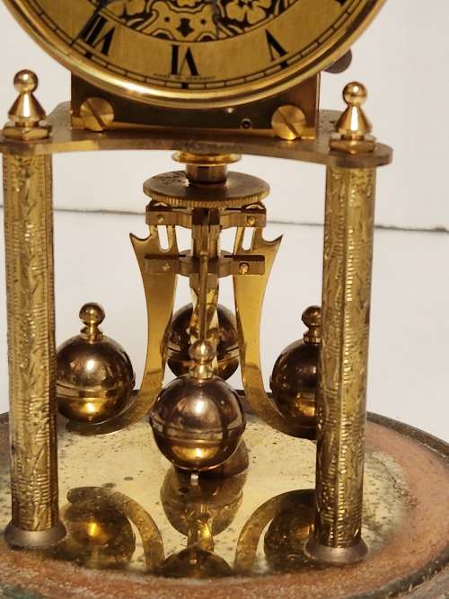 VINTAGE KUNDO MADE IN GERMANY TORSION PENDULUM DOMED BRASS MANTEL CLOCK