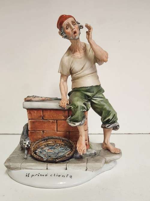 VINTAGE LARGE TYCHE TOSCA CAPODIMONTE PORCELAIN FIGURINE, MADE IN ITALY