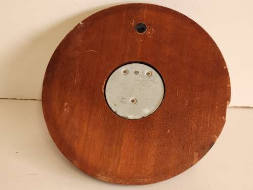 VINTAGE WEATHERMASTER WOOD AND BRASS PORTHOLE BAROMETER