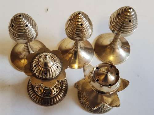 VINTAGE COLLECTION OF FIVE SMALL BRASS INCENSE BURNERS