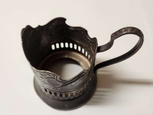GREAT FIND! 1917-1967 RUSSIAN SILVER METAL USSR SPACE PODSTAKANNIK MHU U 2P59K GLASS HOLDER