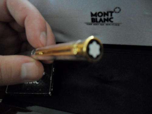 MONT BLANC 18KT GOLD N SILVER NOBLESSE  FOUNTAIN PEN  IN MONT BLANC CASE100% GENUINE