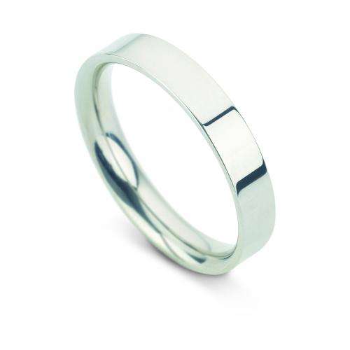 Sterling silver, flat comfort fit wedding band 4mm wide size N, USA size 6.5. New!