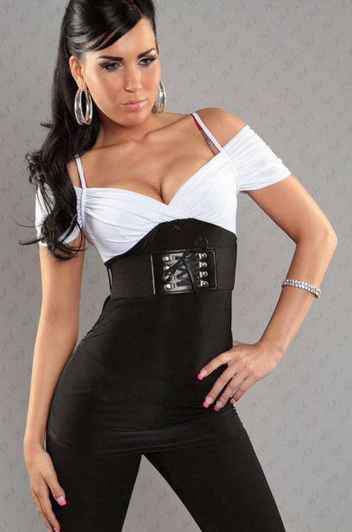 BRAND NEW - STUNNING WHITE AND BLACK TOP BELT INC
