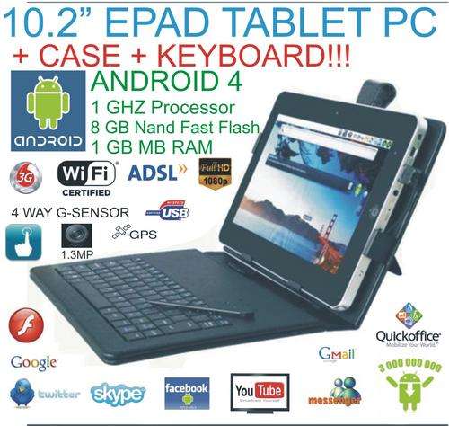 **AMAZING** 2013 NEW 10.2" ANDROID 4 TABLET PC - GPS - WITH KEYBOARD AND CASE