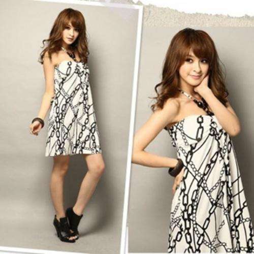 BEAUTIFUL BLACK AND WHITE CHAIN DRESS - ONE SIZE FITS ALL