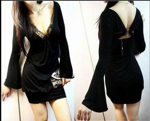 Short Black long sleeve dress, small/medium