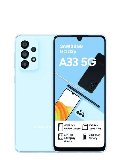 Samsung Galaxy A33 5G 128GB Dual Sim  Awesome Blue  - with Soft Clear Cover