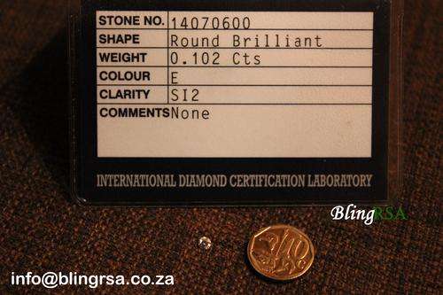 0.102 Carat Round Brilliant SI2 E Certified Diamond
