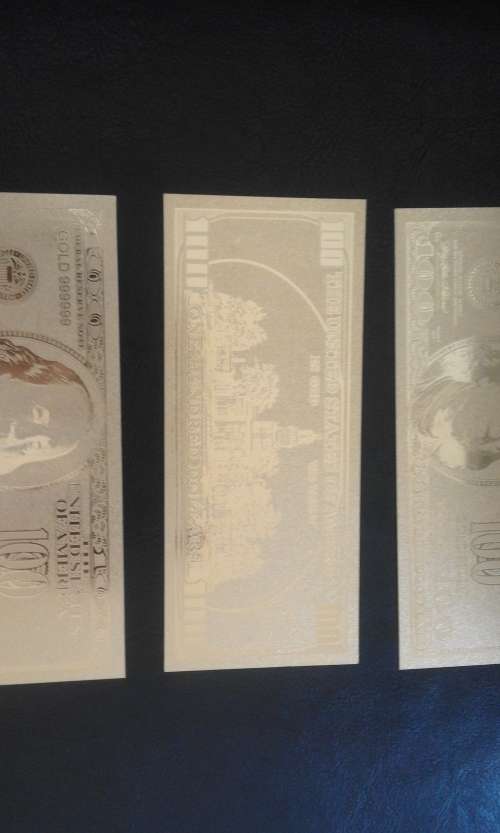 3 x United States Of America 24 Kt 0.999 GOLD Foil $100 Dollar Bank Note - Bid to take all