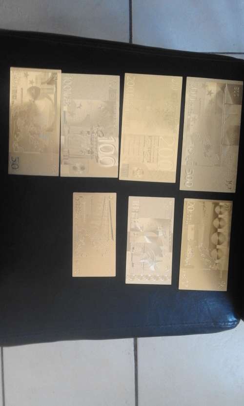 GOLD FOIL! FULL SET of 7 x Euro Bank Note 24 K 0.999.