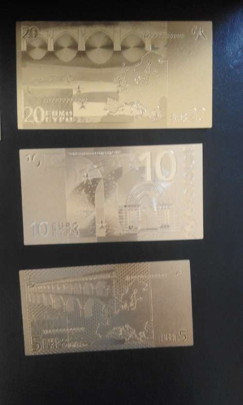 GOLD FOIL! FULL SET of 7 x Euro Bank Note 24 K 0.999.