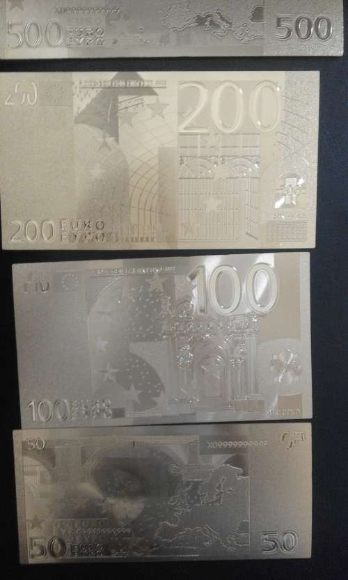GOLD FOIL! FULL SET of 7 x Euro Bank Note 24 K 0.999.