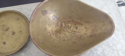 Antique Vintage Brass Set of Weighing Scale Pans plus Weights