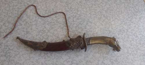 Vintage Horse Head Knife -  Wish You Success  - DAGGER/KNIFE With SHEATH