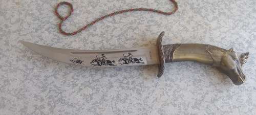 Vintage Horse Head Knife -  Wish You Success  - DAGGER/KNIFE With SHEATH