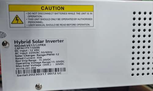 Solar Inverter 1.5Kva 12V