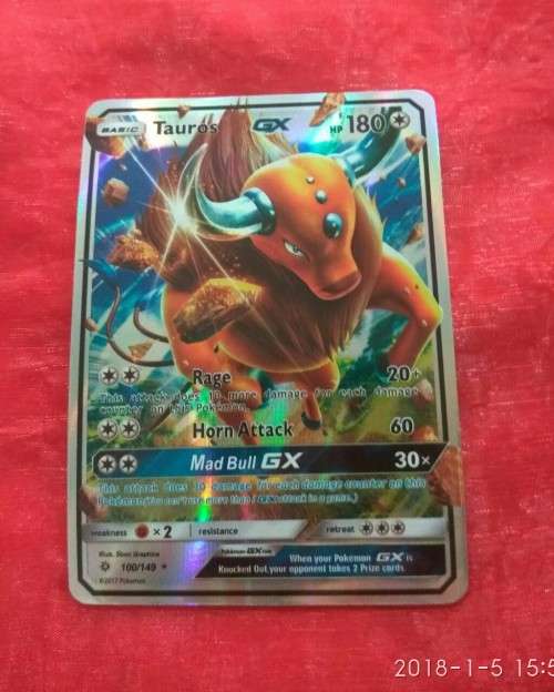 Pokemon Tauros GX Holo Card
