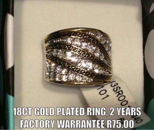 18ct Gold Plated Ring, 2 years Exchange Warrantee against factory defects with free gift box!!