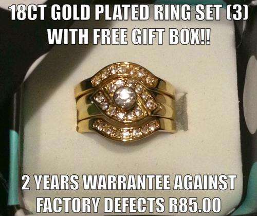18ct Gold Plated Wedding Ring Set with Free Gift Box!!