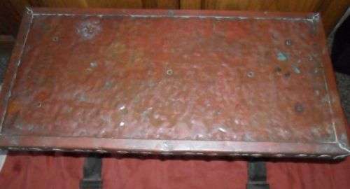 ANTIQUE COPPER AND WROUGHT IRON TABLE