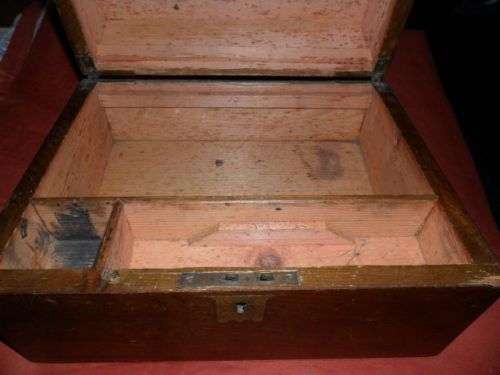 ANTIQUE VICTORIAN 1899 WOODEN WRITING BOX SLOPED FOR RESTORATION