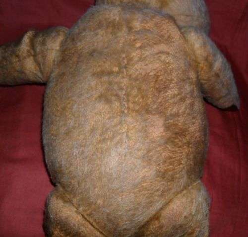 OLD STRAW FILLED TEDDY BEAR -JOINTED