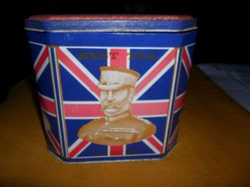 VINTAGE DODO DESIGNS REPRODUCTION BOER WAR PATRIOTIC TEA TIN GENERALS UNION JACK