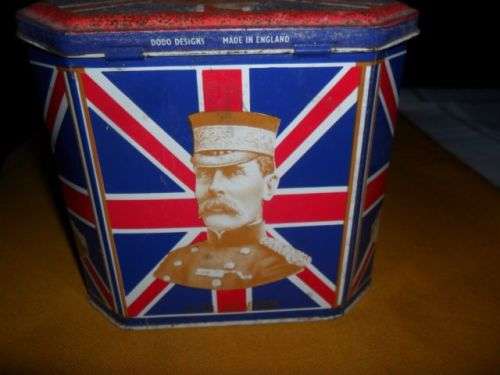 VINTAGE DODO DESIGNS REPRODUCTION BOER WAR PATRIOTIC TEA TIN GENERALS UNION JACK