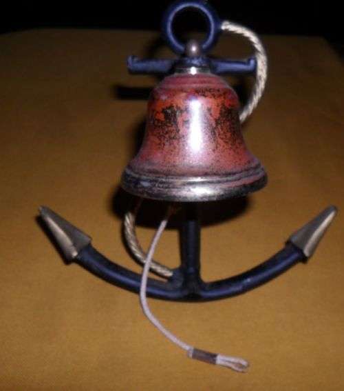 WROUGHT IRON AND BRASS ANCHOR BAR BELL